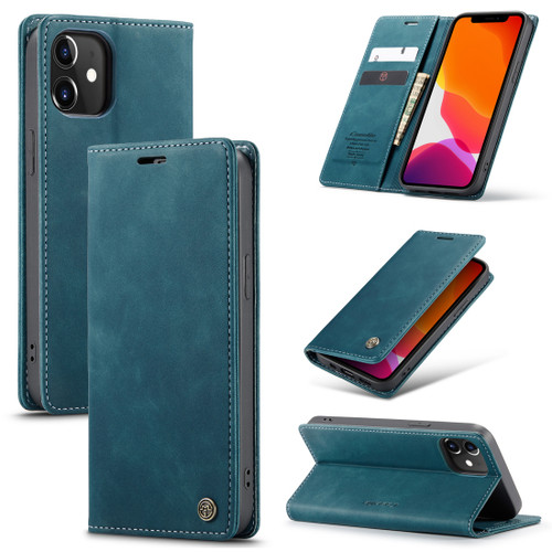 iPhone 12 / 12 Pro CaseMe 013 Multifunctional Retro Frosted Horizontal Flip Leather Case with Card Slot & Holder & Wallet - Blue